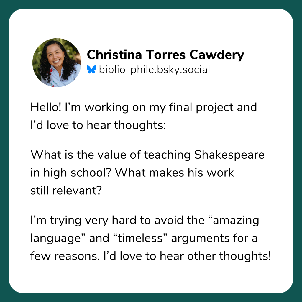 The text of Christina's question, repeated in the article.