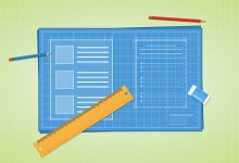 Illustration of blueprint of school work