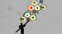 Illustration of person writing with gears