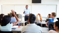 Teacher talking to classroom