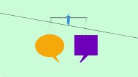 Illustration of person balancing speech bubbles