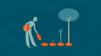 Illustration of person planting trees