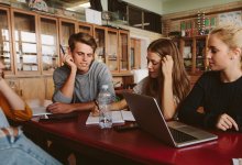 Photo of high school students studying together