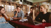 Photo of high school students studying together