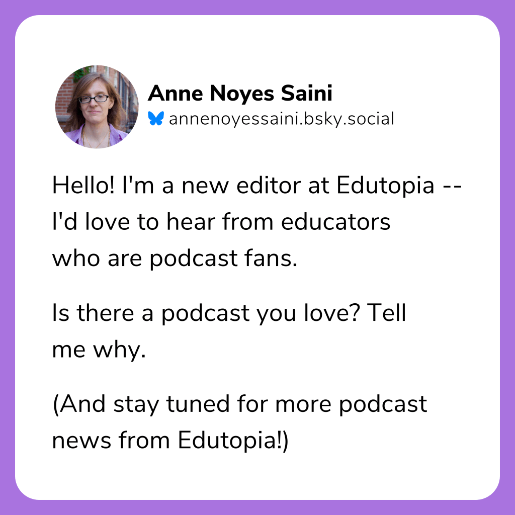 Anne's post from Bluesky asking about favorite podcasts.