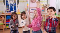 Preschool students acting in class