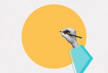 Illustration of hand writing in a circle