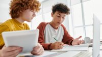 Two students studying together
