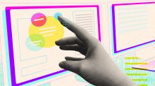 Illustration of hand touching computer screen