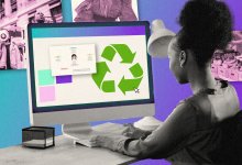 Student designing in canva