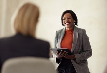 Person leading a meeting