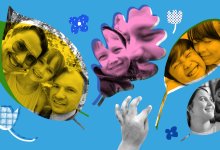 Collage of family photos depicting a non-traditional family tree