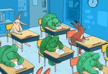 class of tortoises and hares finishing their classwork at different times