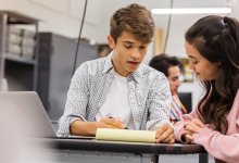 Two students working together to build confidence
