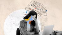 Collage of teacher feeling burnt out
