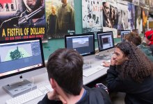 An image of students working on a 3D assignment in a media lab classroom