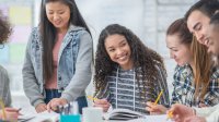 High school students working together