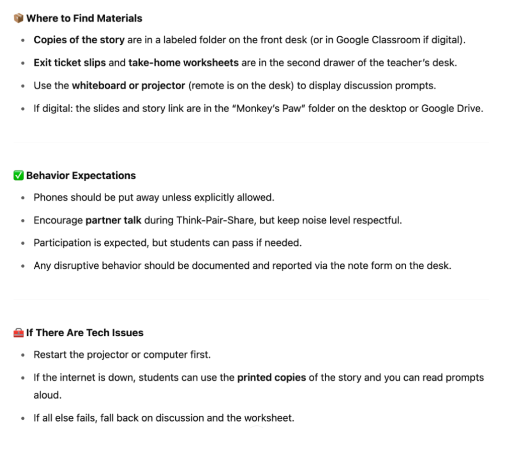 Sub notes created by ChatGPT
