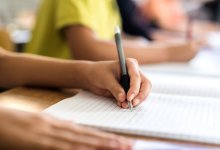 Hand writing in notebook