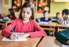 Elementary student writing