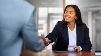 Shaking hands during interview