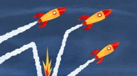 Illustration of rocket crash and taking off again, representing how to bounce back after a lesson flop