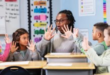 Teacher working with small group of students