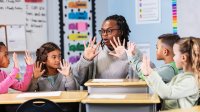 Teacher working with small group of students