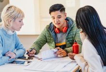 High school students working together