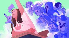 student confidently raising their hand in class, supported by various fandoms and interests they may have