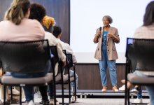 Presenter at a meeting