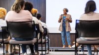 Presenter at a meeting