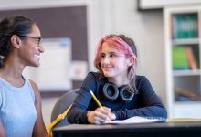 Teacher and student talking