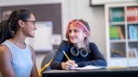 Teacher and student talking