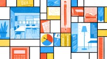 Mondrian-inspired grid of different classroom vignettes