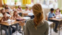 Teacher talking to classroom