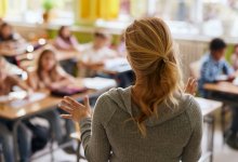 Teacher talking to classroom
