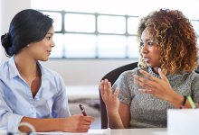 Two women talking