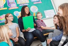 Teacher working with small group of students