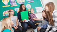 Teacher working with small group of students