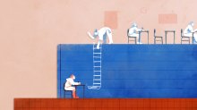 teacher unfurling a ladder to help a student climb to the next level