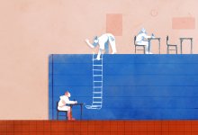 teacher unfurling a ladder to help a student climb to the next level