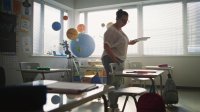 Teacher planning time in her classroom