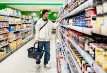 Teenager shopping in a grocery store