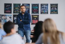 Teacher talking to class