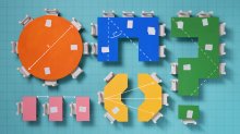 small wooden model of seating arrangements for the classroom