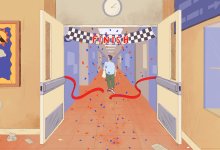 young teacher leaving school on the last day calmly