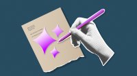 Illustration of hand writing a letter using AI