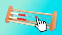 Collage of manipulative tool rekenrek with mouse pointer
