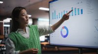 Woman giving a data presentation